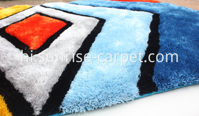 Polyester mix yarn 3D Shaggy Rug Multi Color